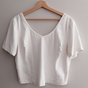 Lululemon Align T-shirt Short Sleeve Cropped White Top Size XL